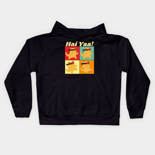 Karate Cat Kids Hoodie by FullOnNostalgia